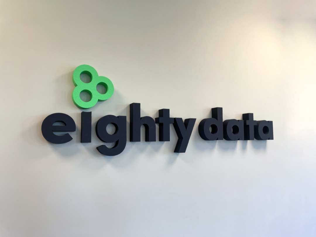 Eighty Data logo office wall